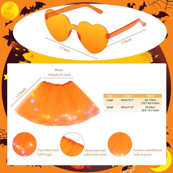 9 Pcs Halloween Led Skirt Costume Set For Women, Lighted Tulle Tutu Skirt Pom☺️ - Picture 3 of 6